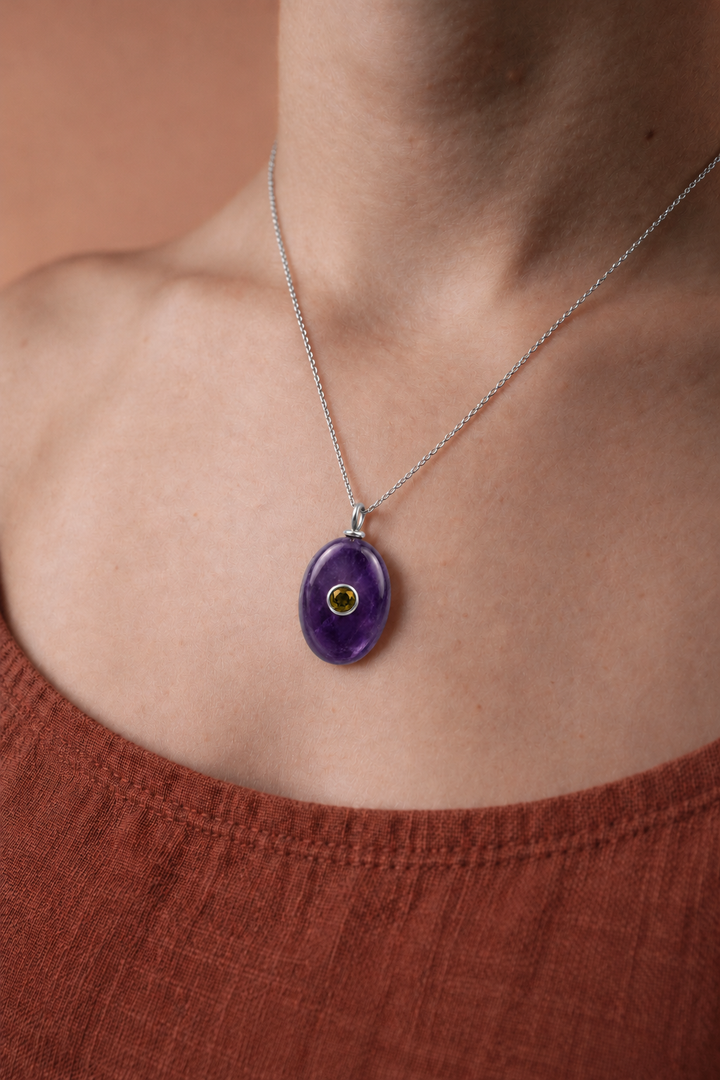 Amethyst &amp; Citrine Gemstone Pendant