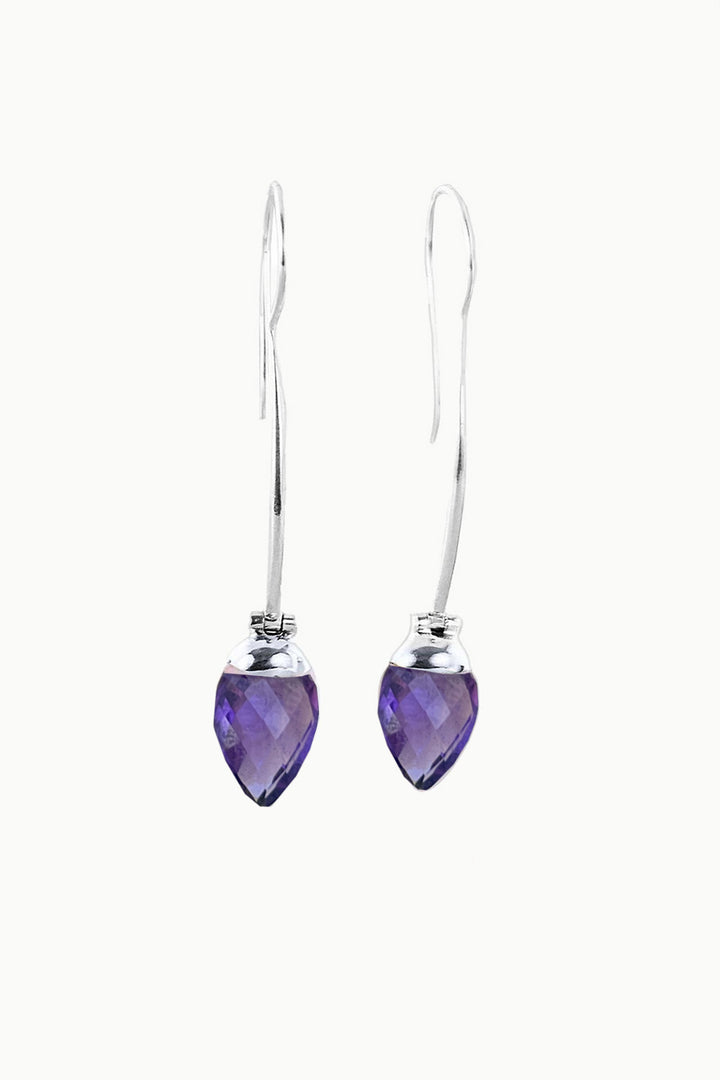Amethyst Sterling Silver Gazelle Earrings | Sivalya