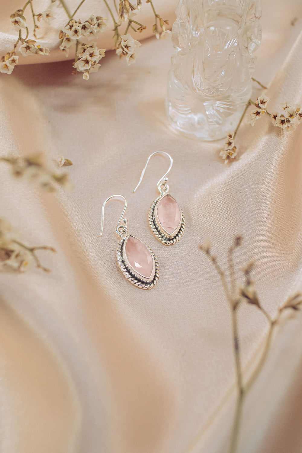 Sivalya Rose Quartz Drop Earrings - Ananda