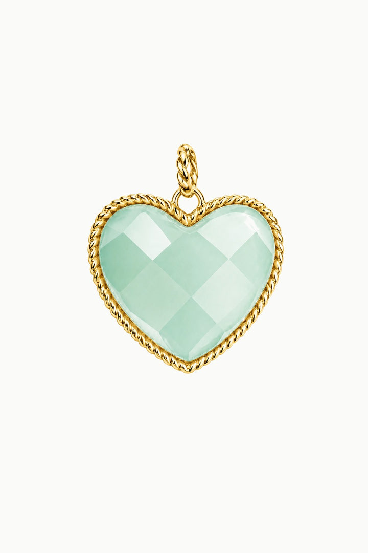 Aqua Chalcedony Heart Charm