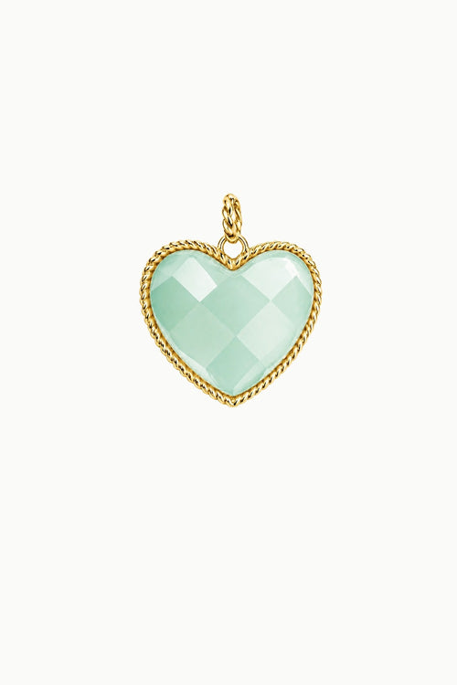 Aqua Chalcedony Heart Charm
