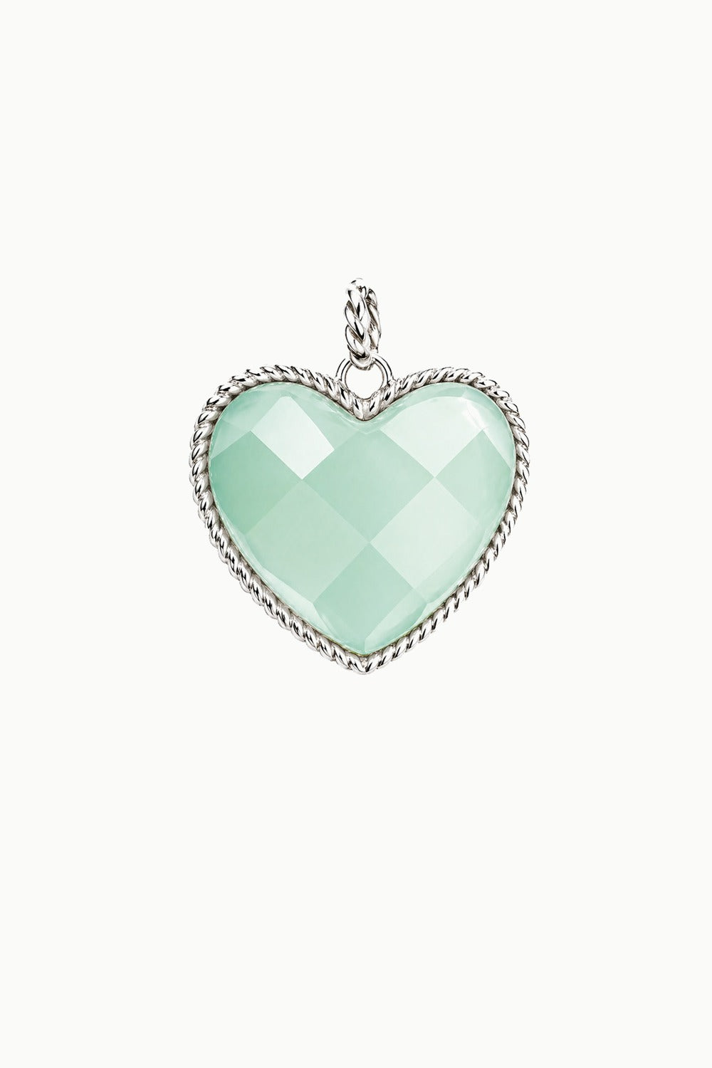 Aqua Chalcedony Heart Charm