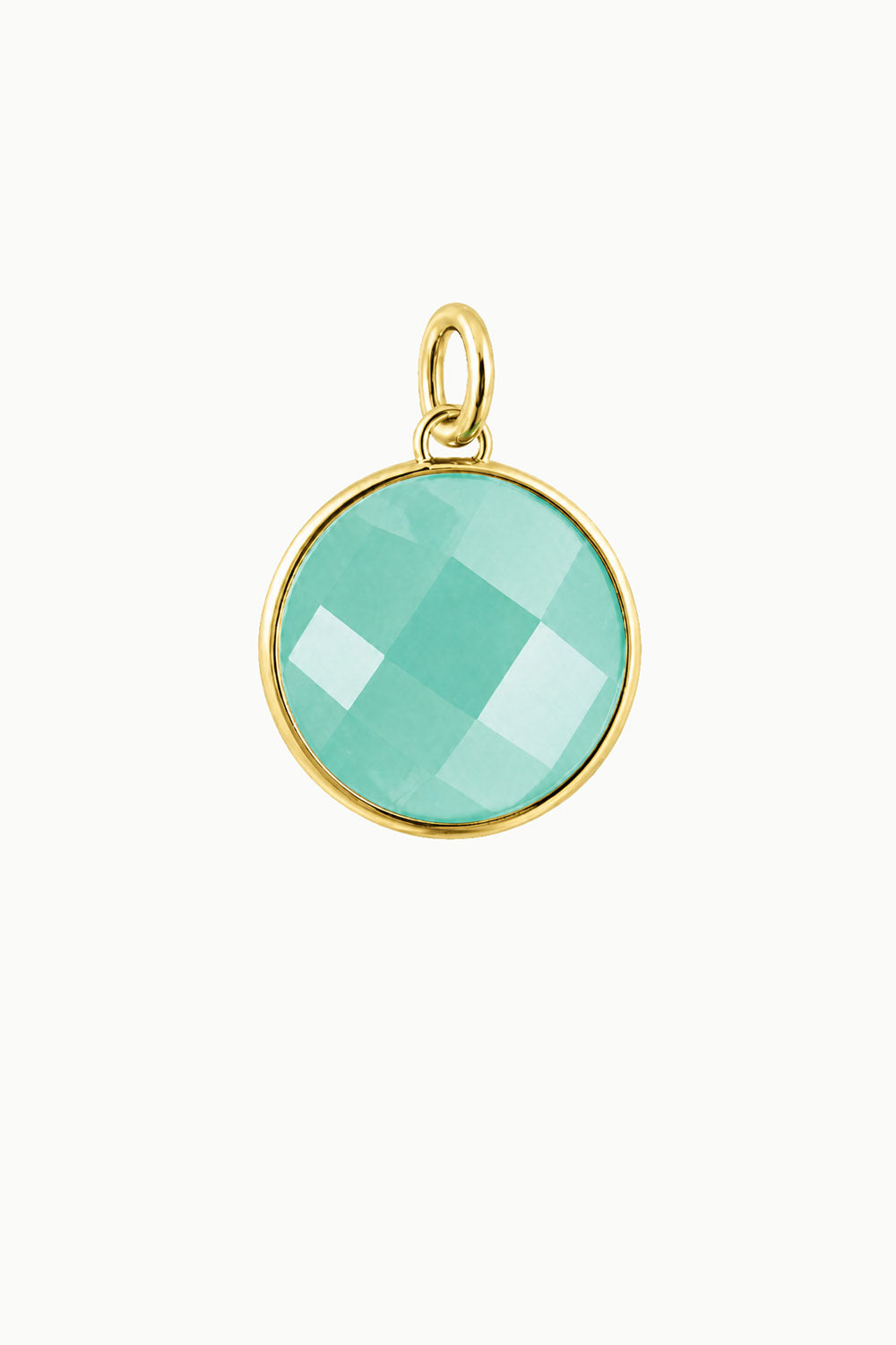 Aqua Chalcedony Round Disk Charm