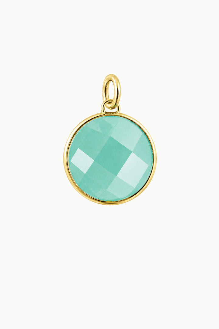 Aqua Chalcedony Round Disk Charm