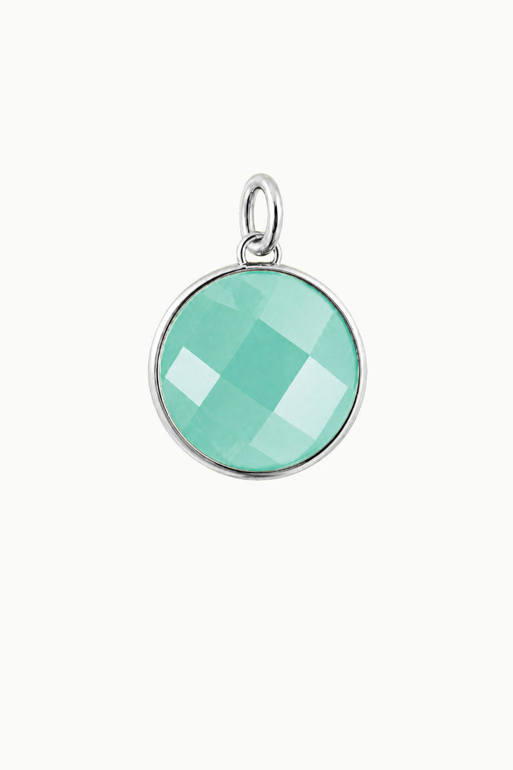 Aqua Chalcedony Round Disk Charm