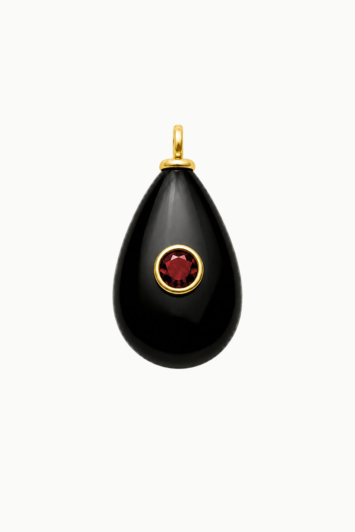 Black Onyx &amp; Garnet Gemstone Pendant