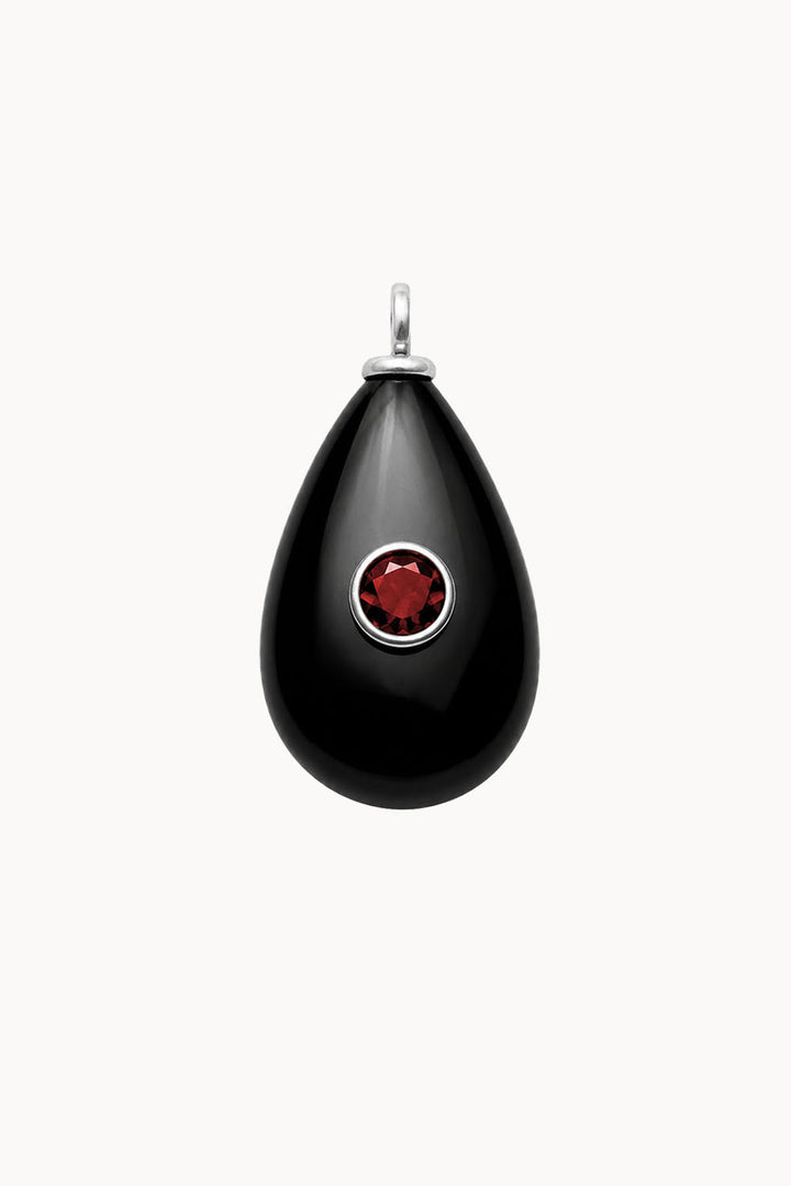 Black Onyx &amp; Garnet Gemstone Pendant