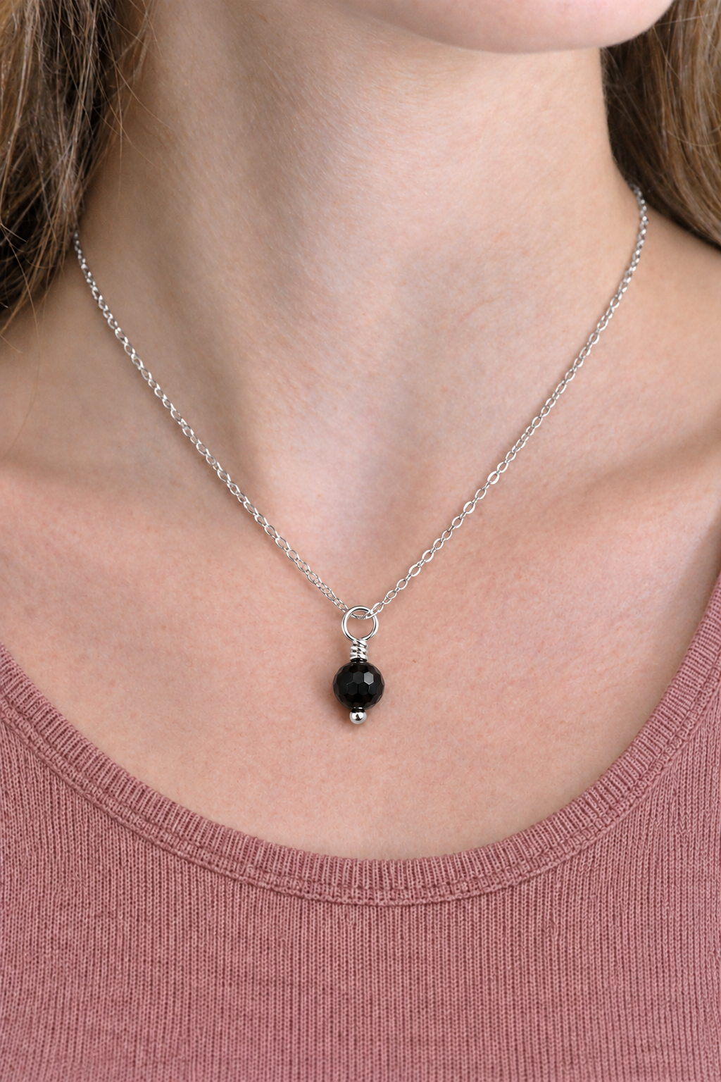 Black Onyx Gemstone Drop Charm
