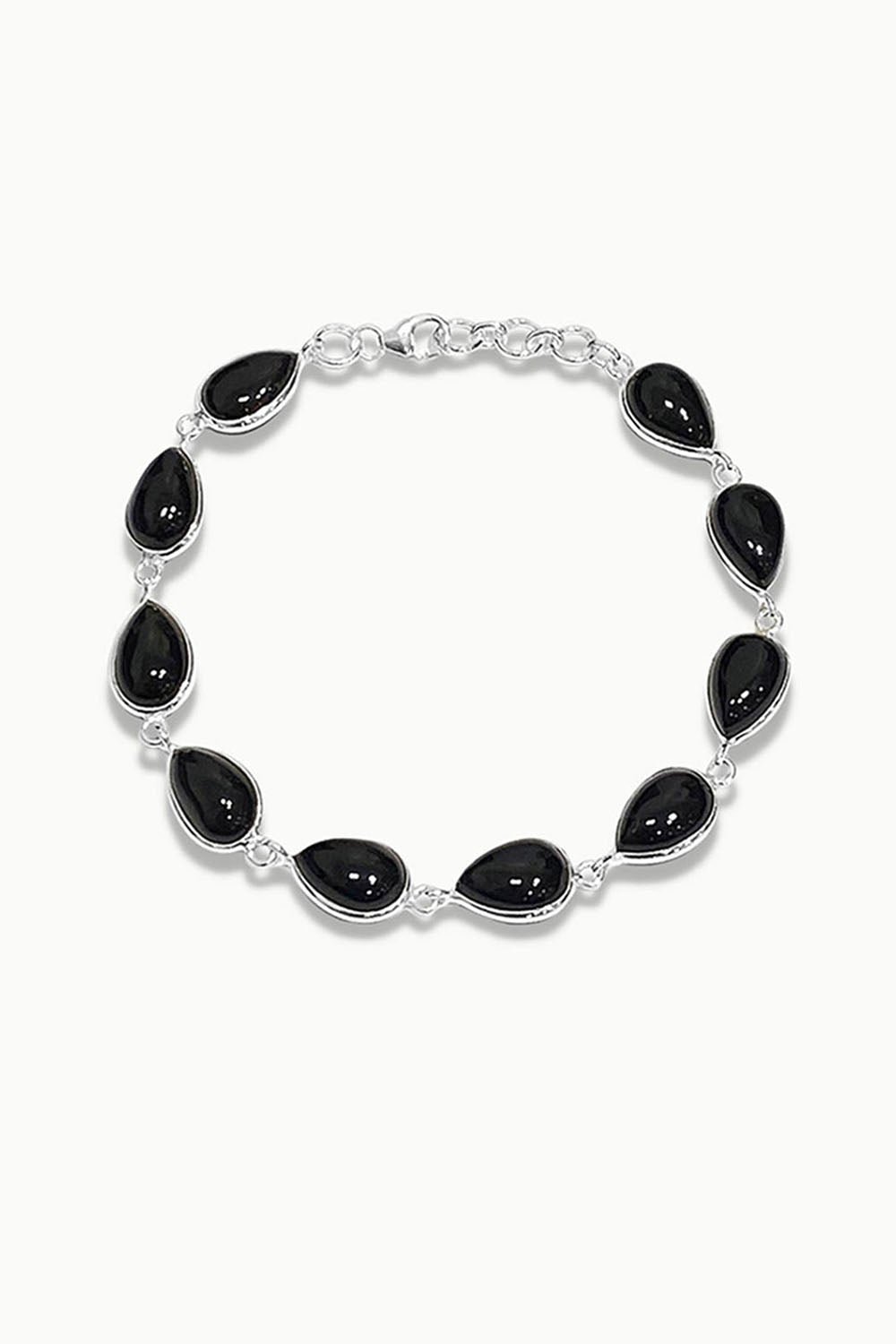 Black Onyx Silver Bracelet - Dew Drops