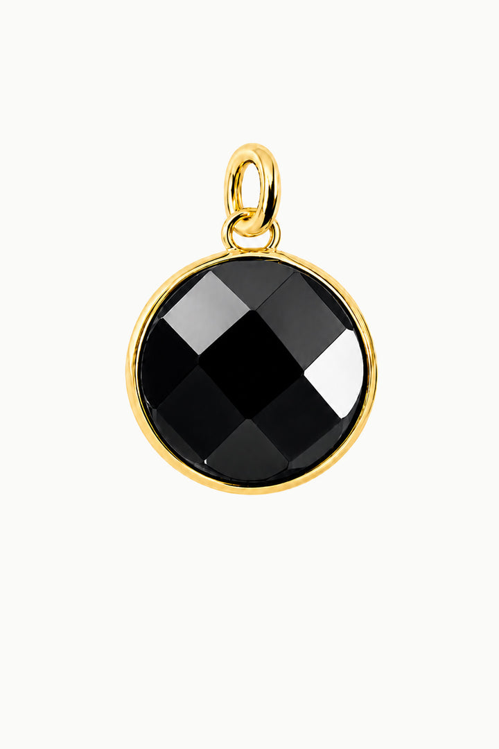 Black Onyx Round Disk Charm