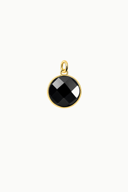 Black Onyx Round Disk Charm
