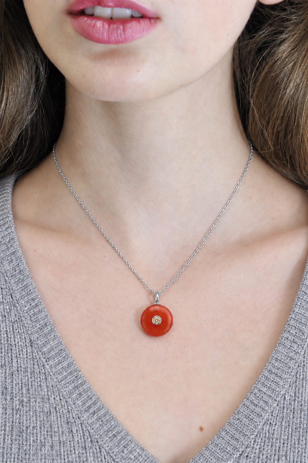 Carnelian &amp; Citrine Gemstone Pendant