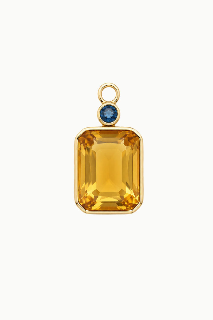 Citrine &amp; Blue Topaz Emerald Cut Charm, Gold Vermeil