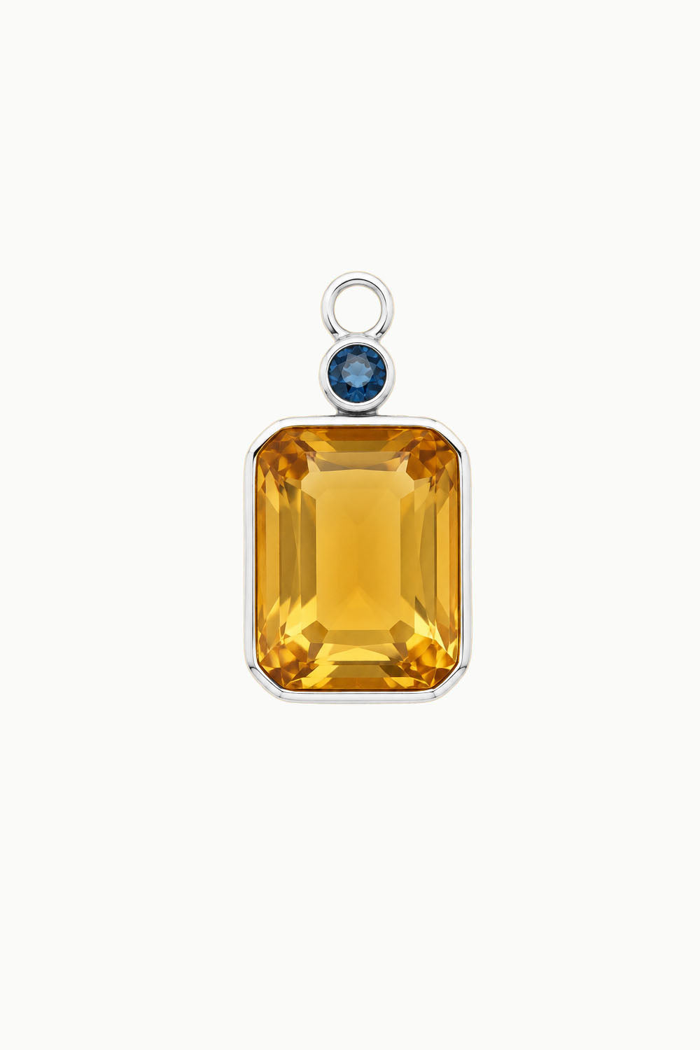 Citrine &amp; Blue Topaz Emerald Cut Charm, Sterling Silver