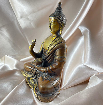 Dharma Chakra Buddha Brass Statue 6 inches