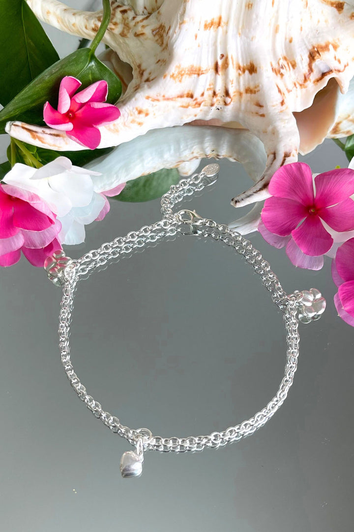 Furry Heart Sterling Silver Anklet Sivalya