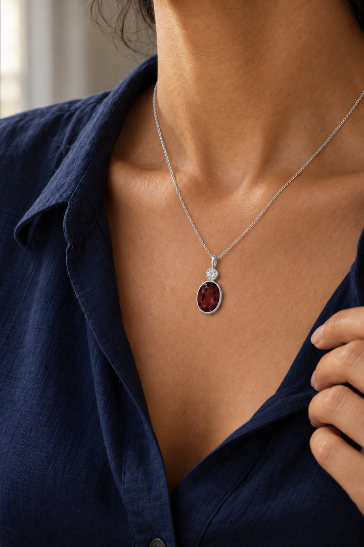 Garnet &amp; Zircon Oval Cut Charm