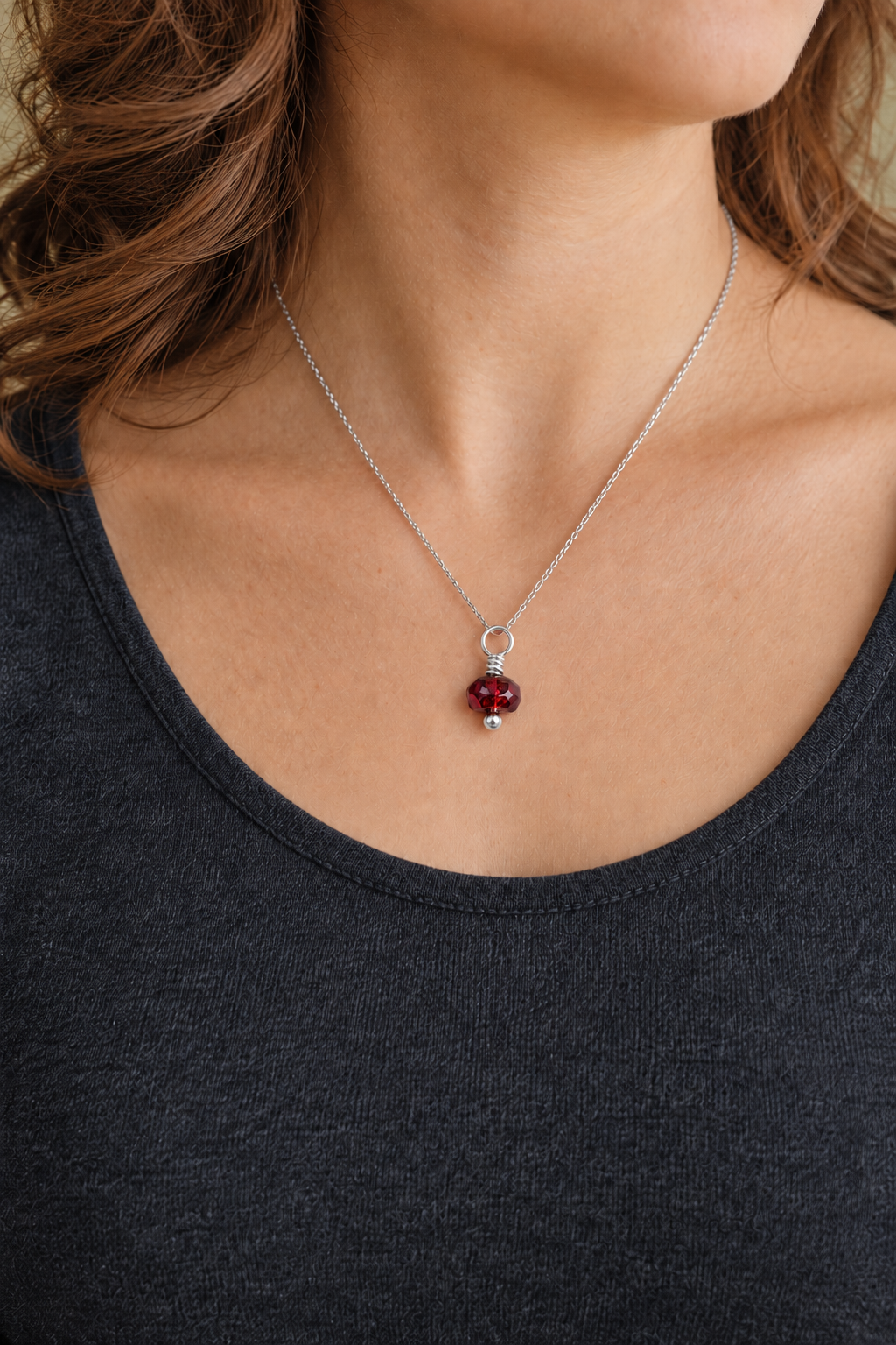 Garnet Gemstone Drop Charm
