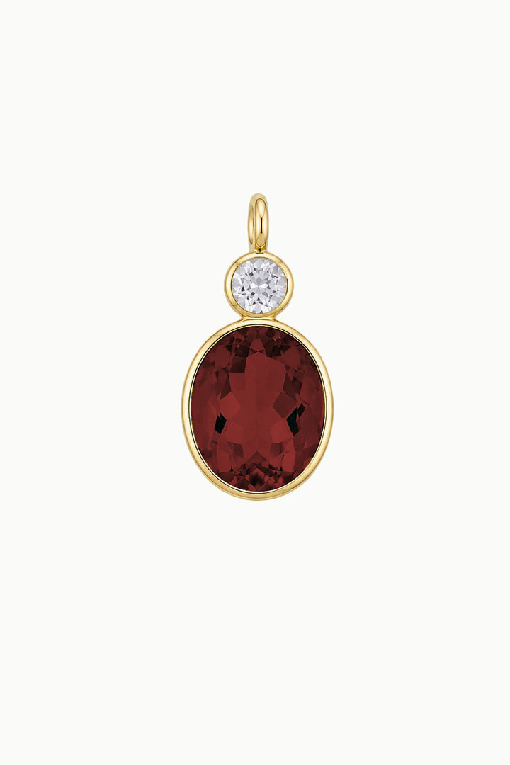 Garnet &amp; Zircon Oval Cut Charm, Gold Vermeil