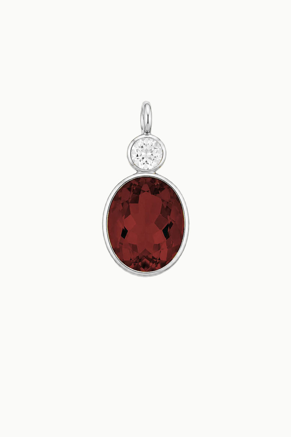 Garnet &amp; Zircon Oval Cut Charm, Sterling Silver
