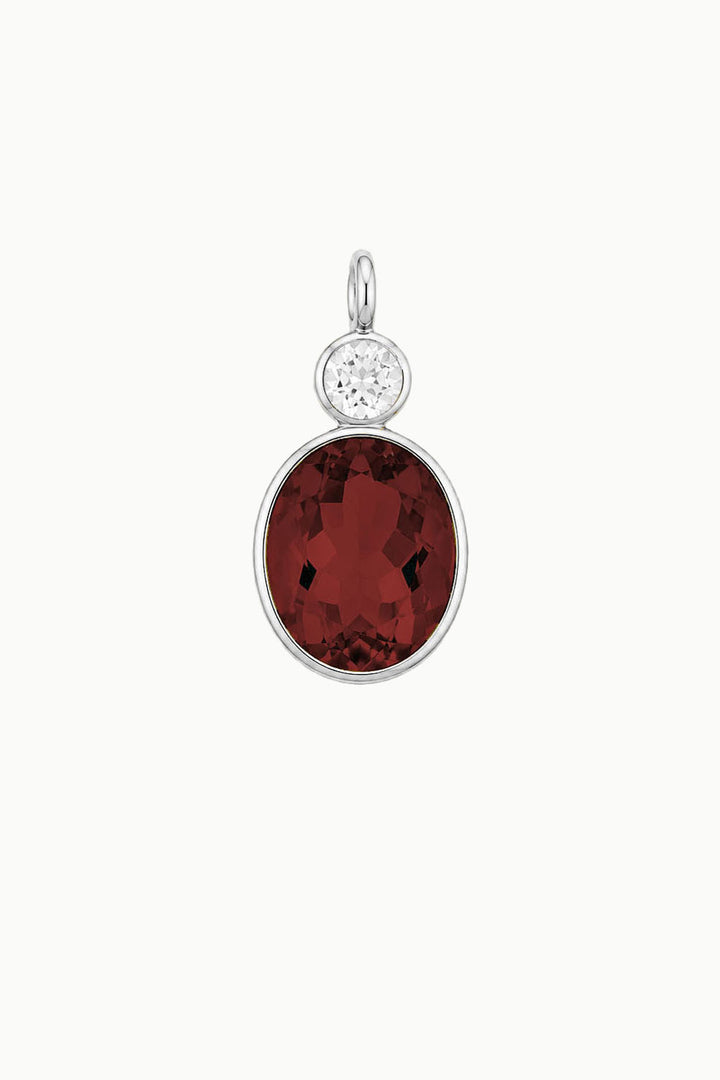 Garnet &amp; Zircon Oval Cut Charm, Sterling Silver