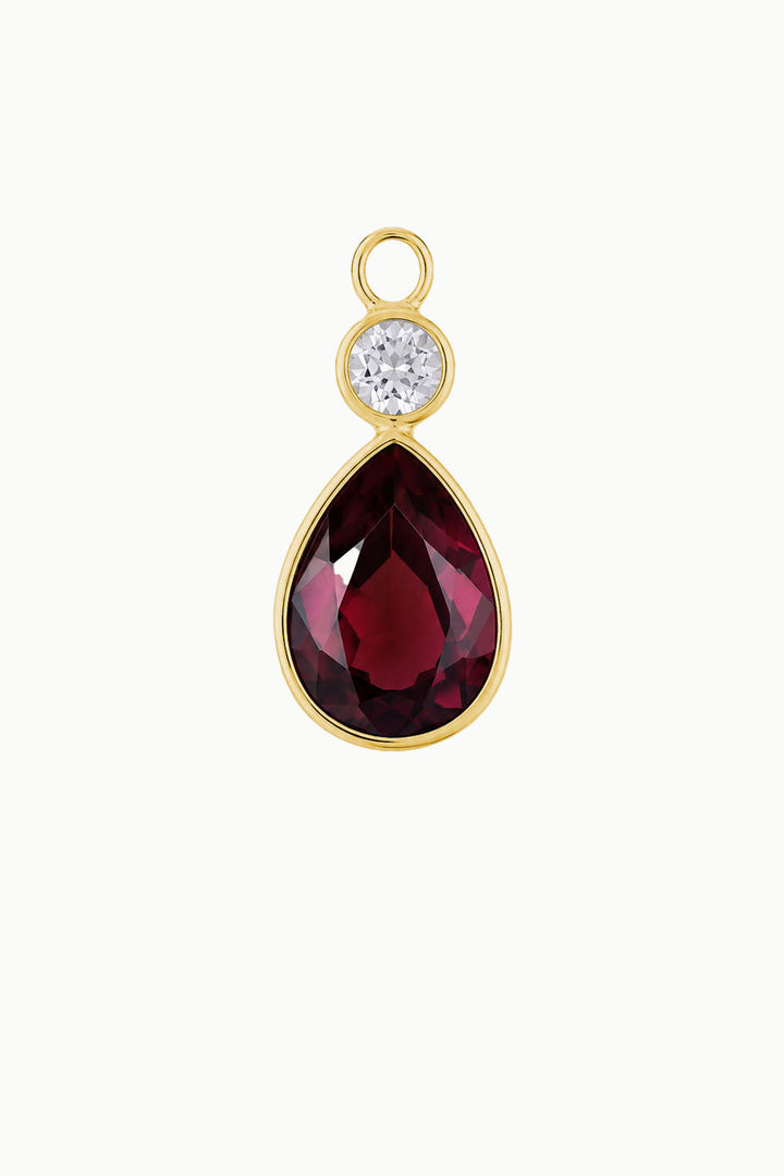Garnet &amp; Zircon Pear Cut Charm, Gold Vermeil