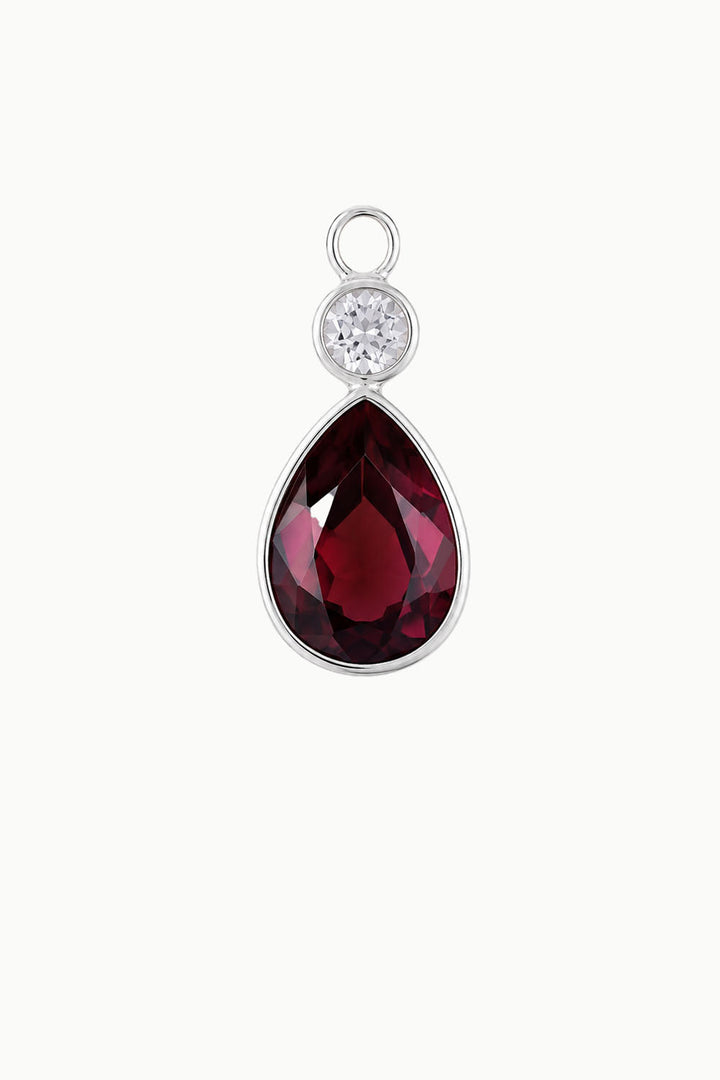 Garnet &amp; Zircon Pear Cut Charm, Sterling Silver