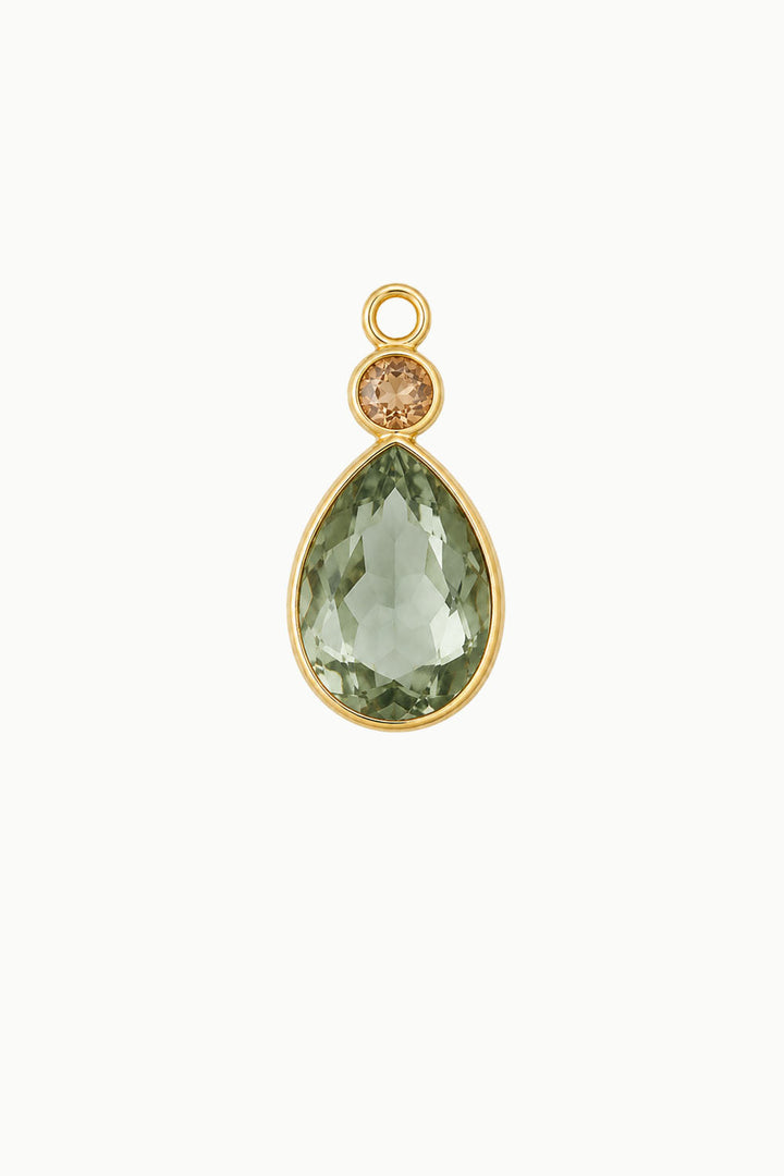 Green Amethyst &amp; Citrine Pear Cut Charm, Gold Vermeil