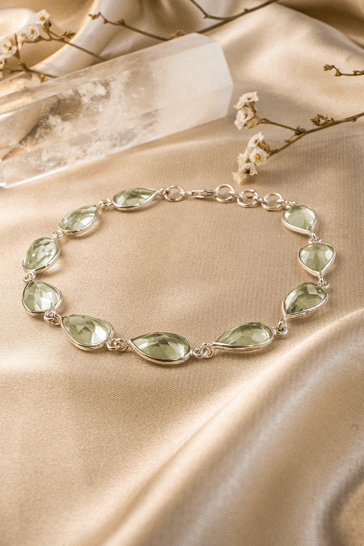 Sivalya Green Amethyst Silver Bracelet - Dew Drops