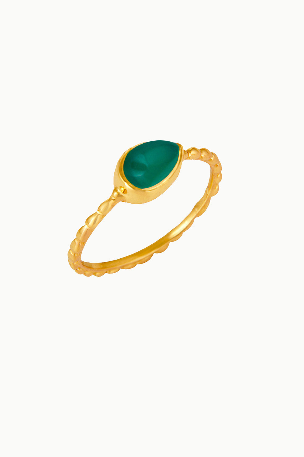 Green Onyx Pinky Ring in Gold Vermeil