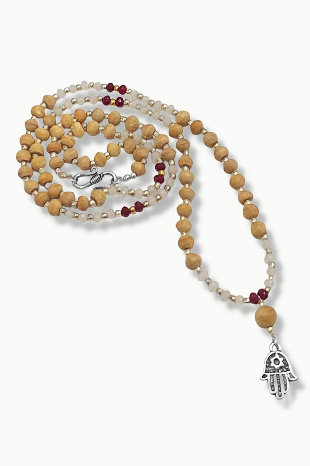 Sivalya Hamsa Amulet 108 Tusli and Moonstone Mala