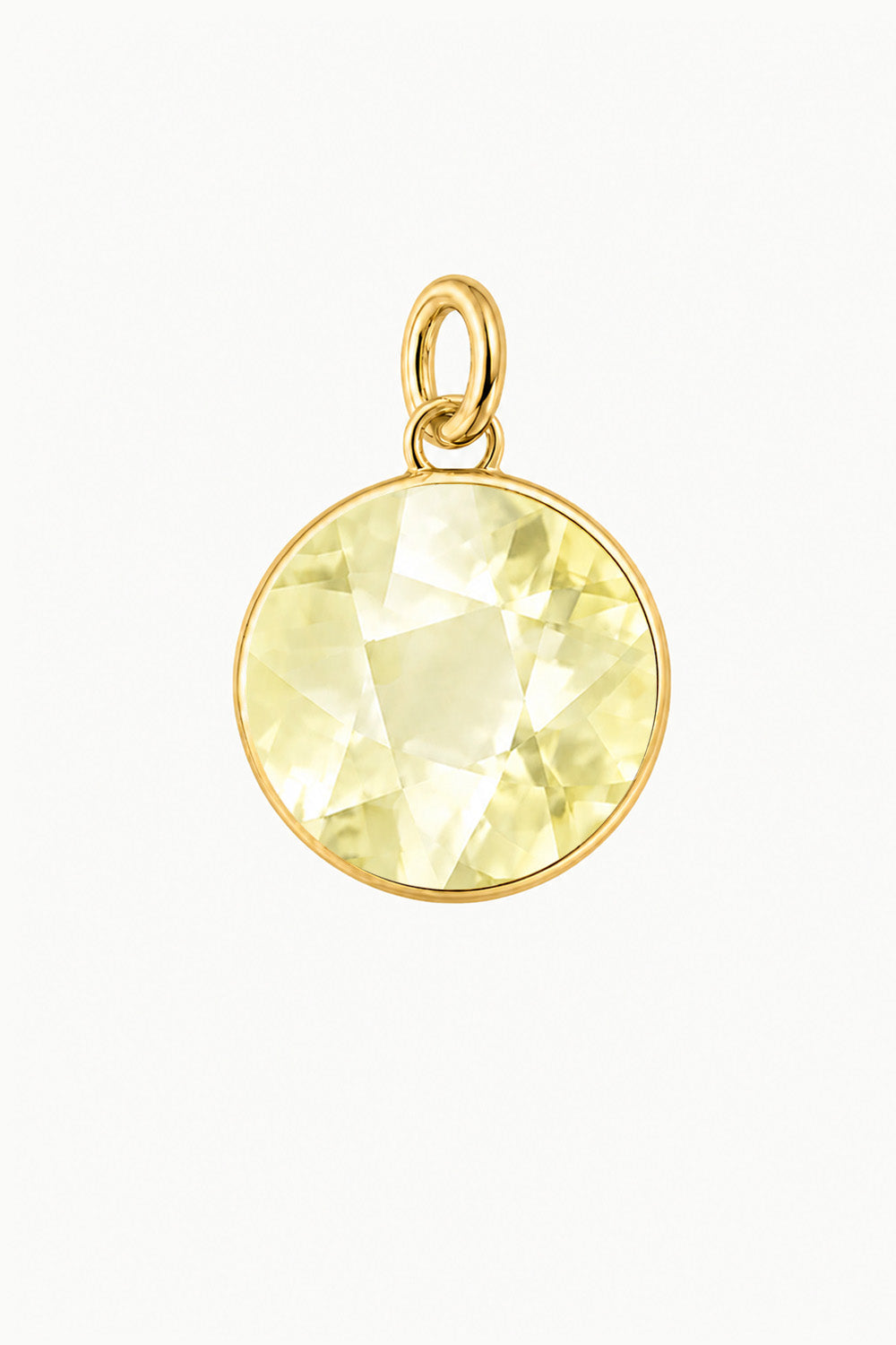 Lemon Quartz Round Disk Charm