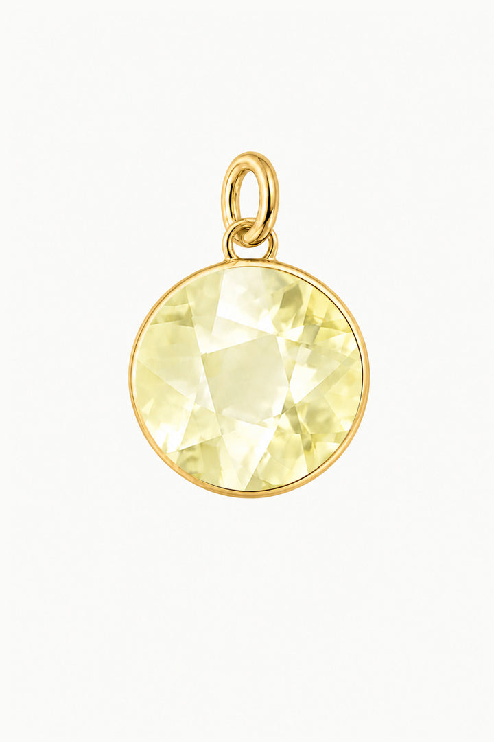 Lemon Quartz Round Disk Charm