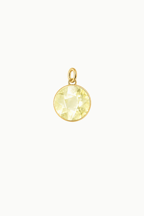 Lemon Quartz Round Disk Charm
