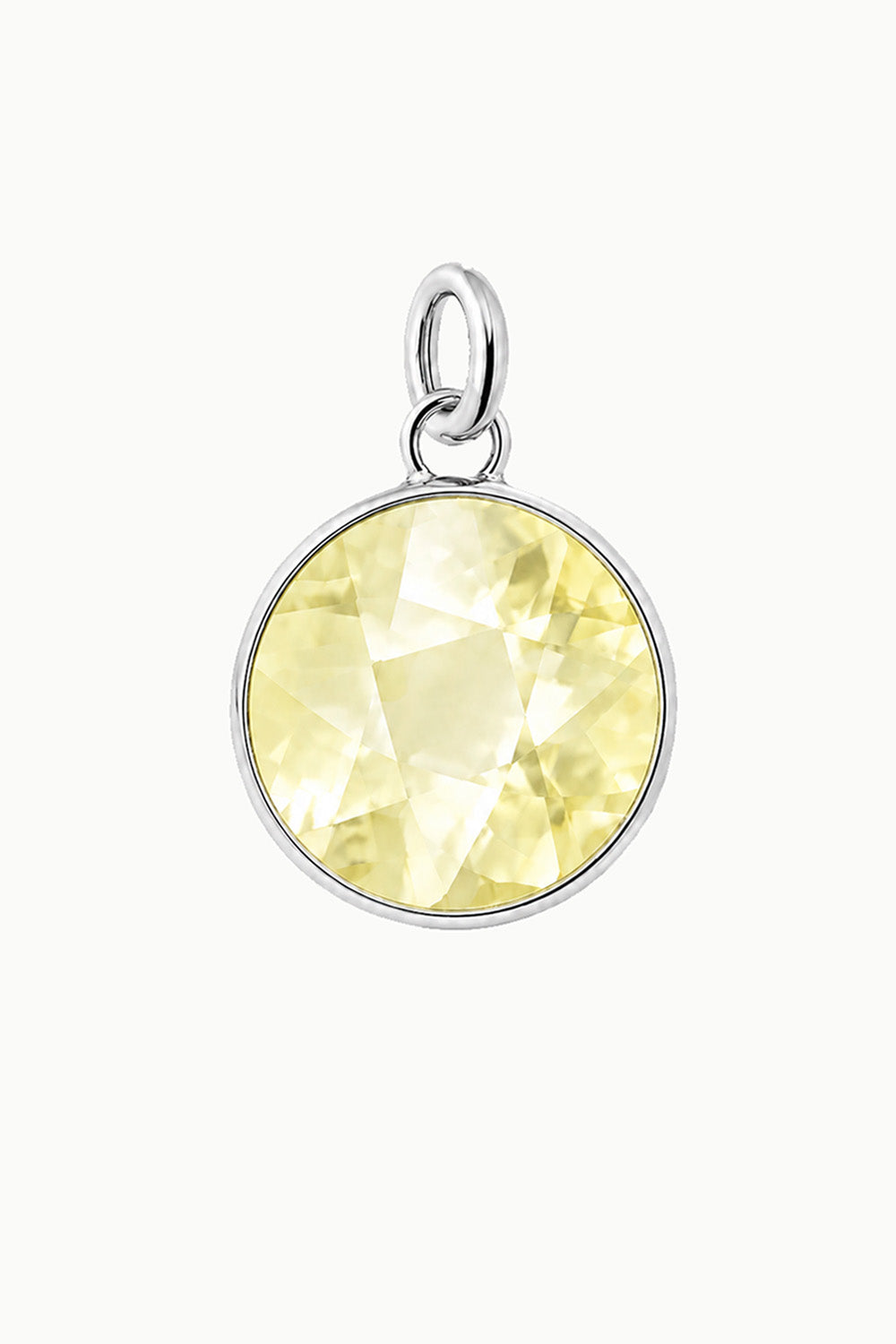 Lemon Quartz Round Disk Charm