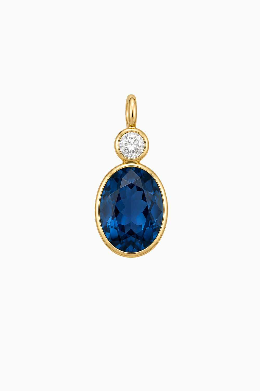 London Blue Topaz &amp; Zircon Oval Cut Charm, Gold Vermeil