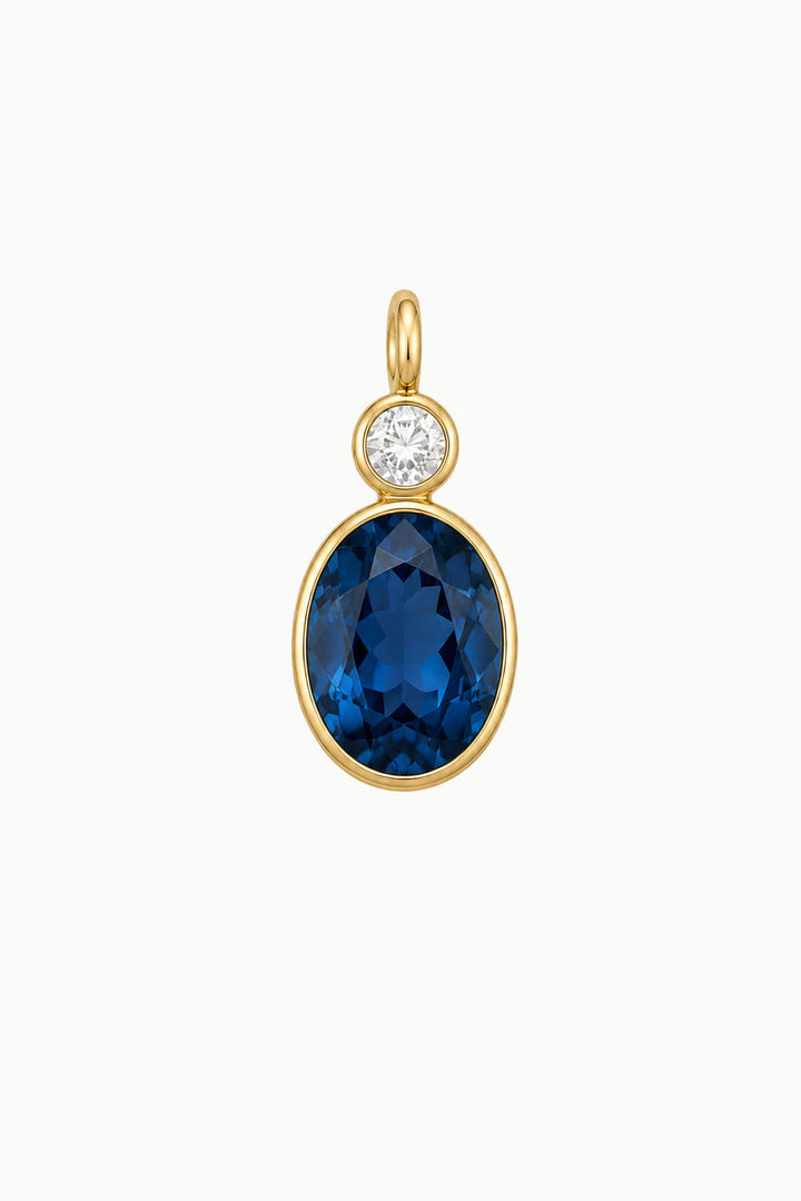 London Blue Topaz &amp; Zircon Oval Cut Charm, Gold Vermeil