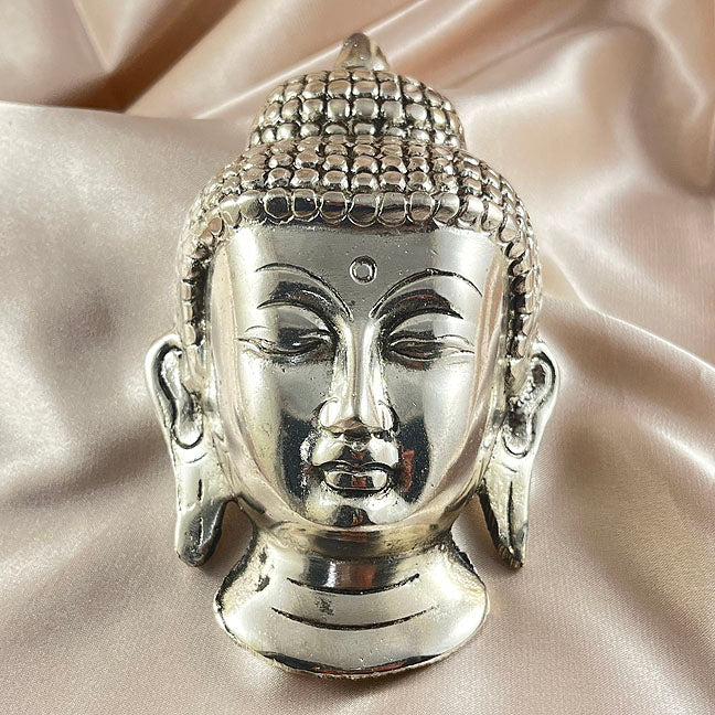 Sivalya Meditating Buddha Head Silver Wall Art