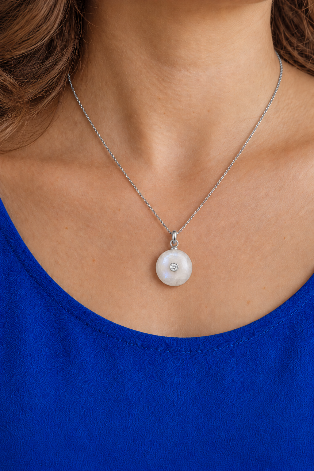 Moonstone &amp; Zircon Gemstone Pendant
