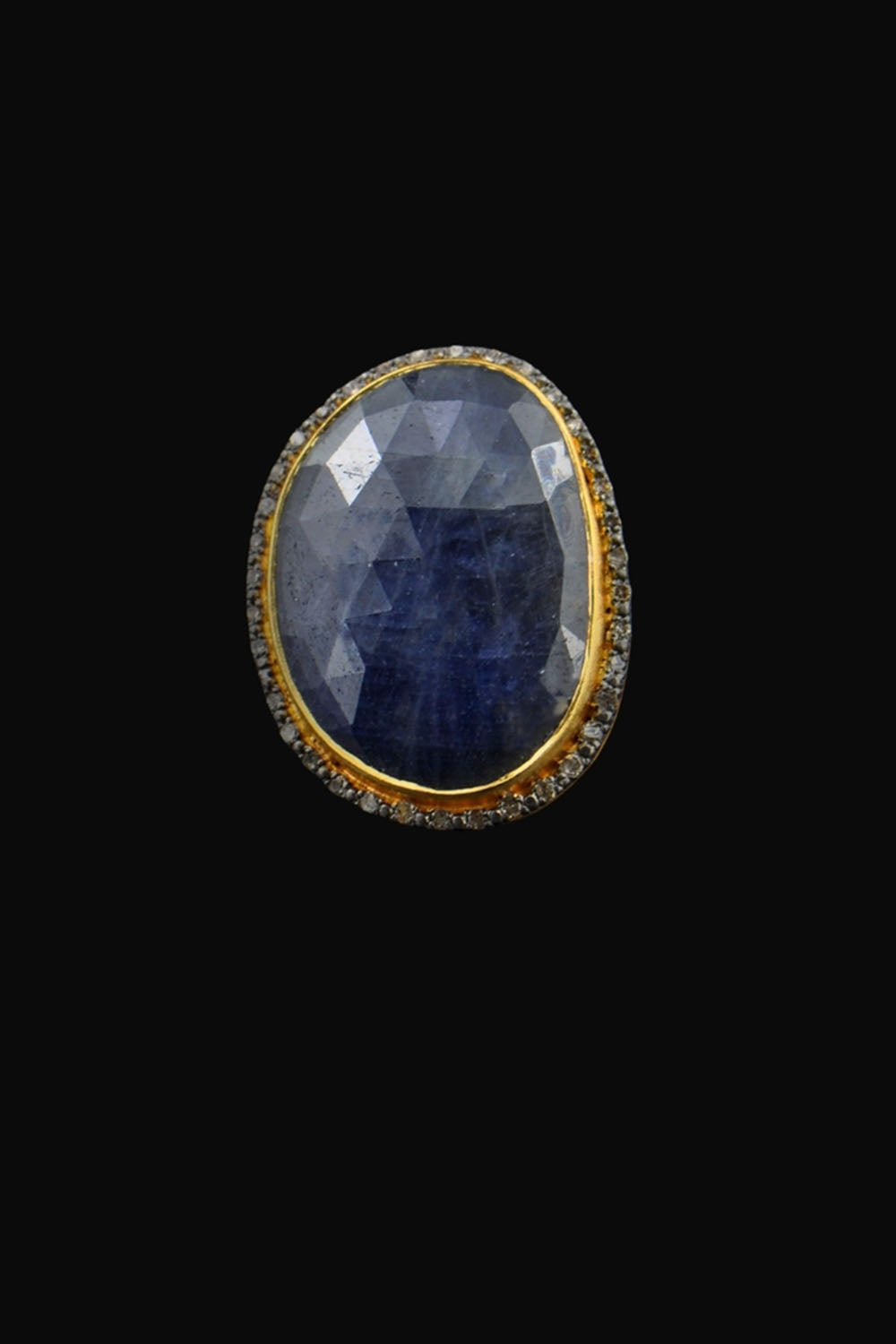 Natural Sapphire and Diamonds Solitaire Ring Gold Size 7 | Sivalya