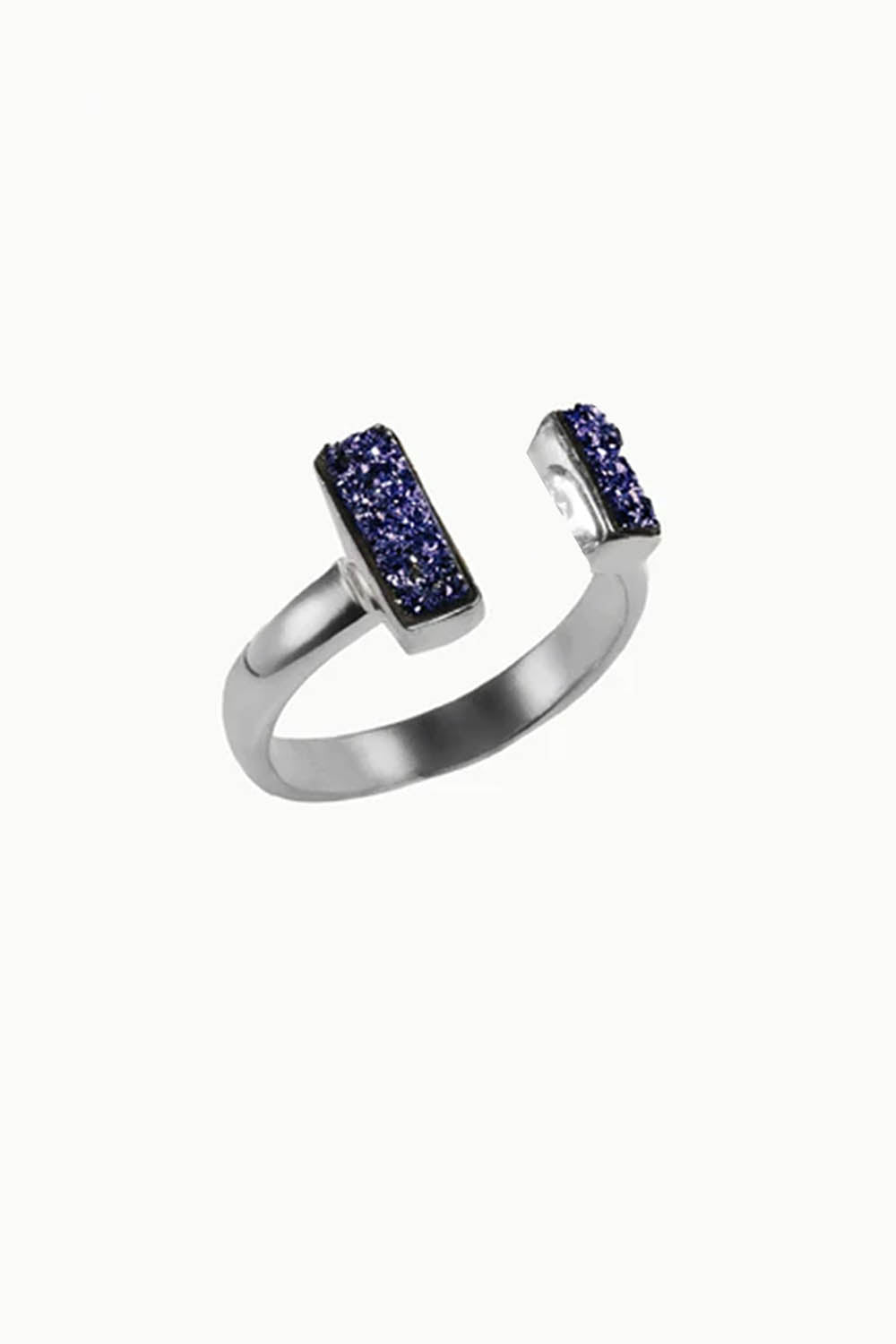 Sivalya Navy Blue Druzy Adjustable Pinky Ring in Sterling Silver