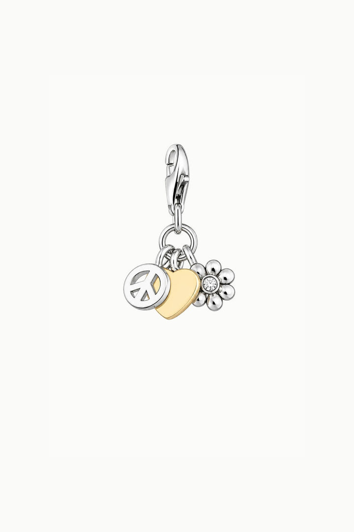 Peace, Heart and Daisy Charm Cluster