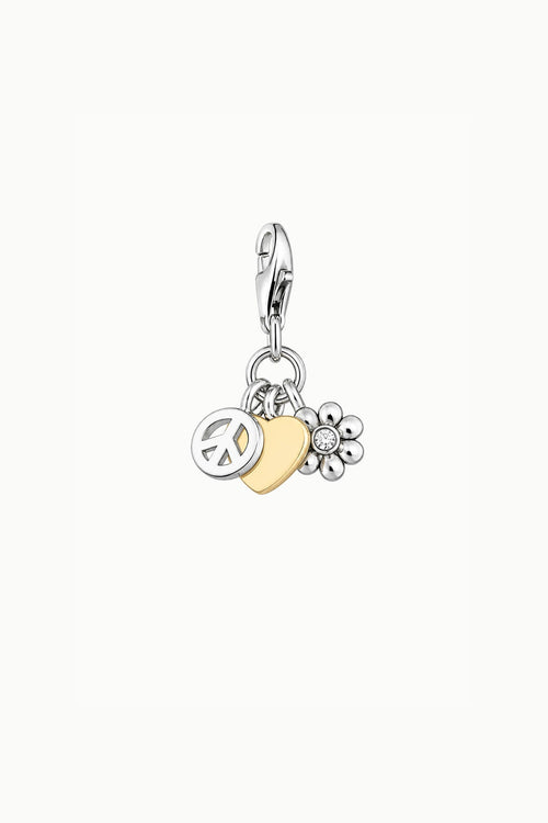 Peace, Heart and Daisy Charm Cluster