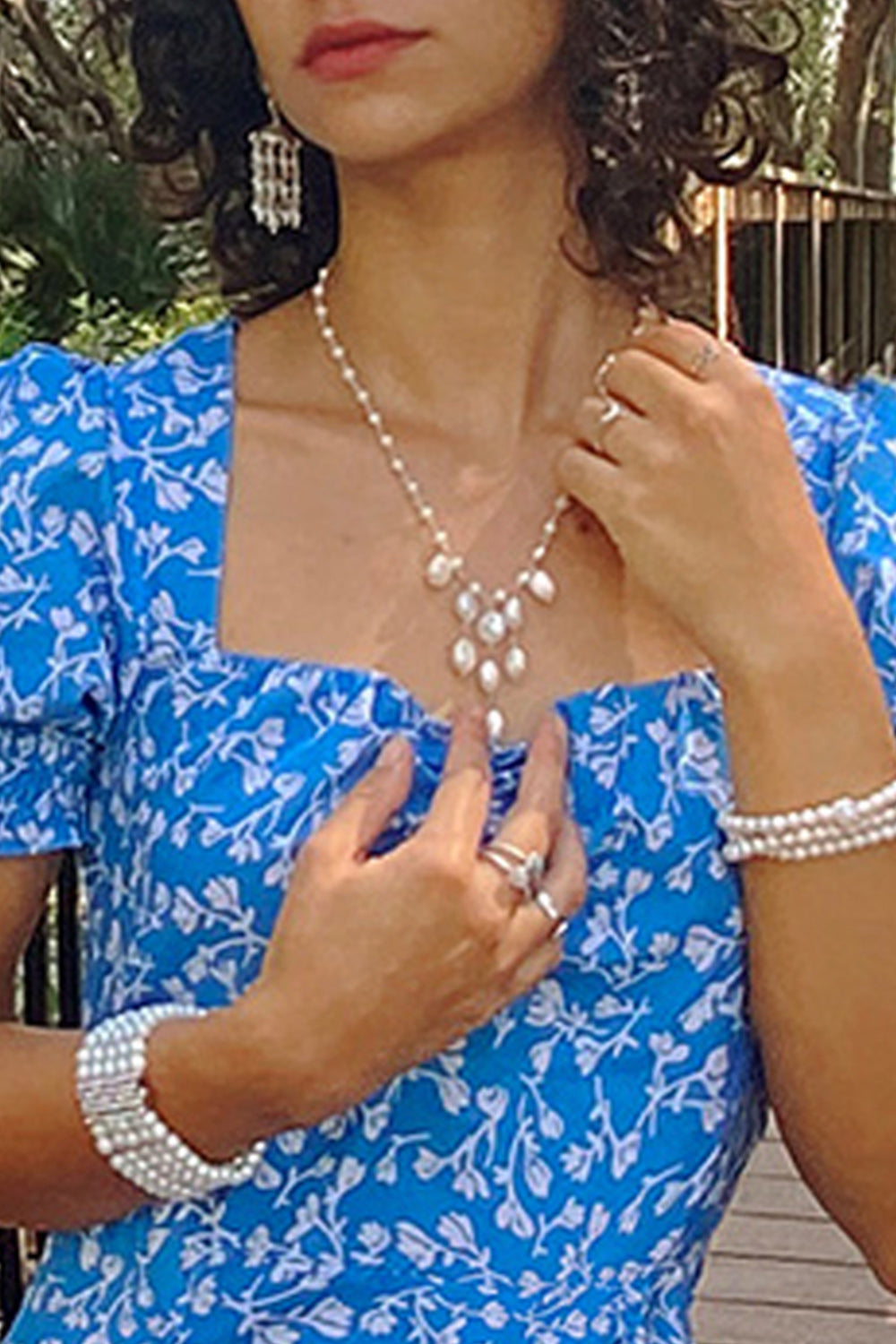Sivalya Cascade Pearls Chandelier Earrings Sterling Silver - Ivory