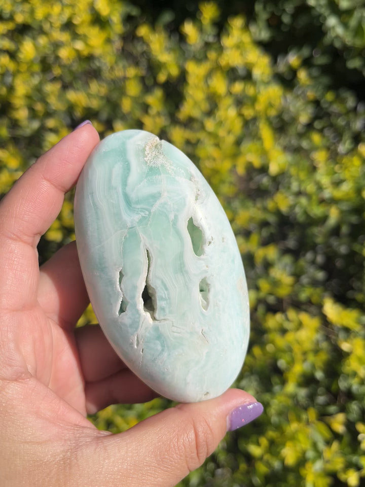 Blue Aragonite Palm Stone #2