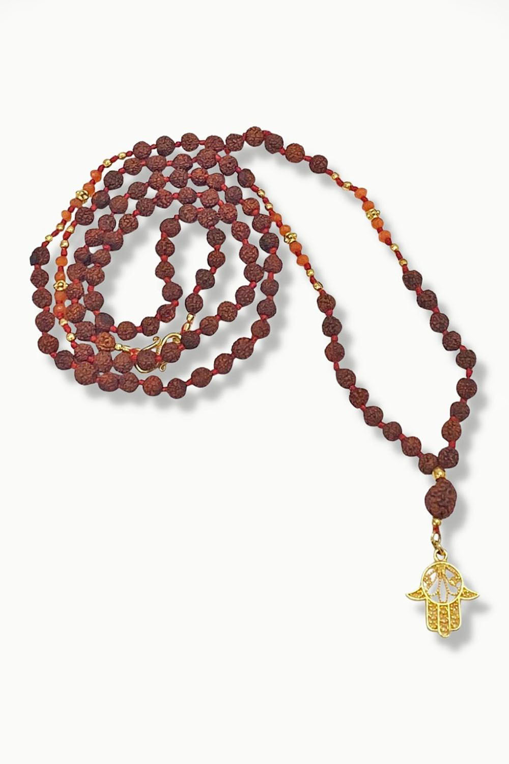 Sivalya Protection Gold Hamsa and Rudraksha 108 Beads Mala