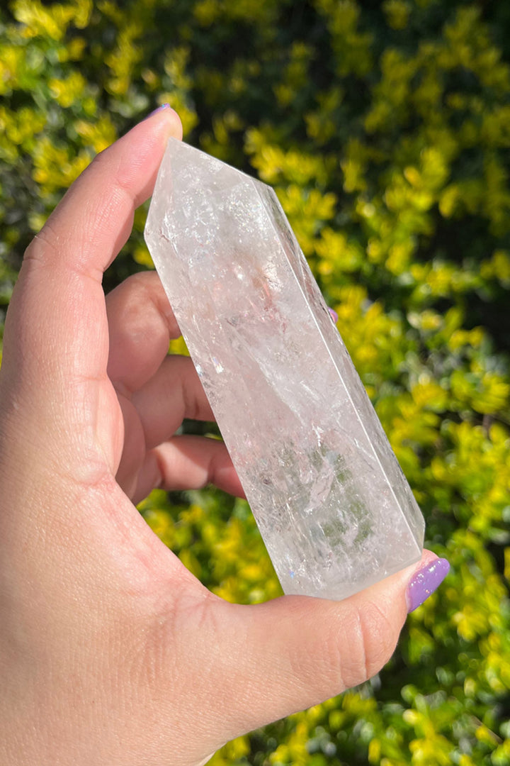 Clear Quartz Point Tower Polished Visible Phantoms