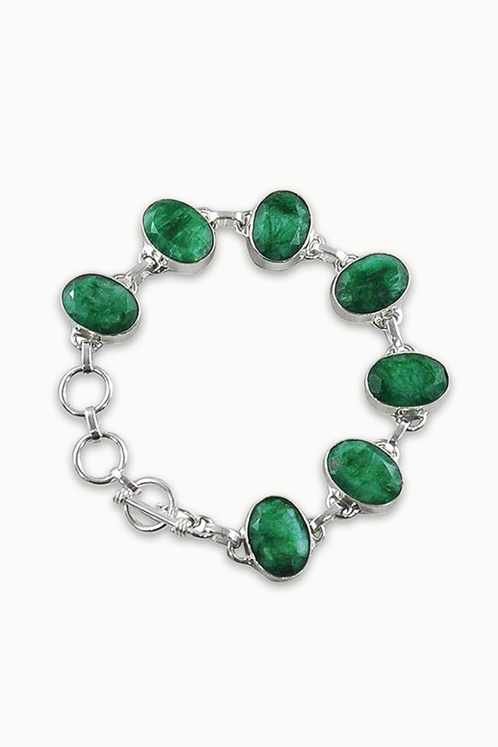 Sivalya Raw Emerald Silver Bracelet - Splendor