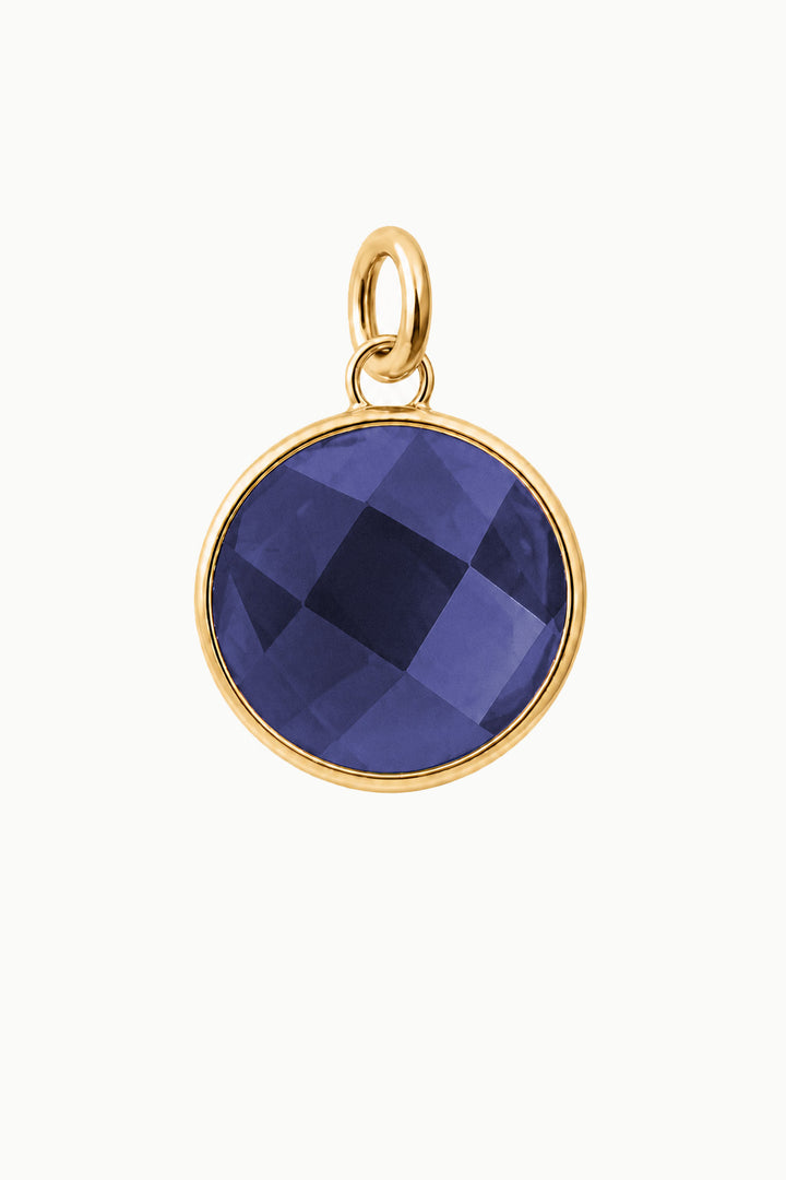 Sapphire Round Disk Charm