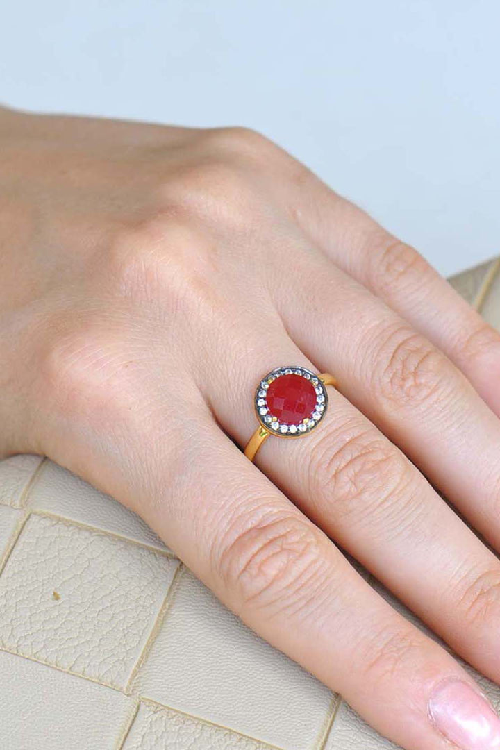 Sivalya Red Onyx Gold Vermeil Ring - Halo